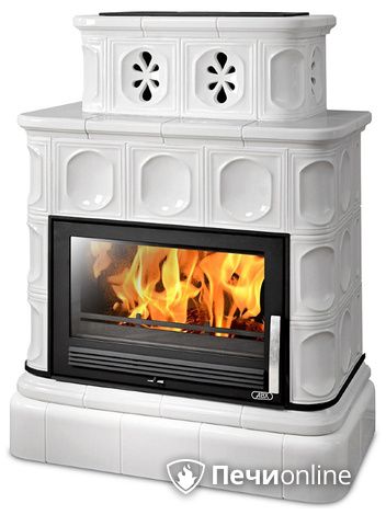 Печь-камин ABX Karelie P OX, кафельный цоколь, перламутр в Копейске